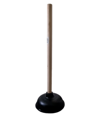 Large Toilet Plunger With 50cm Heavy Duty Long Wooden Handle 15cm Wide Rubber