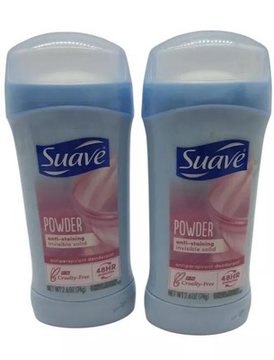 2 Suave Powder Invisible Solid Antiperspirant Deodorant 2.6 oz Each
