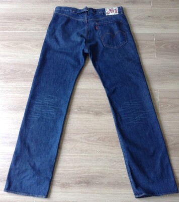 LEVI'S 201 CINCH BACK JEANS SIZE 32 X 34 CROTCH RIVET BRACE BUTTONS VGC 