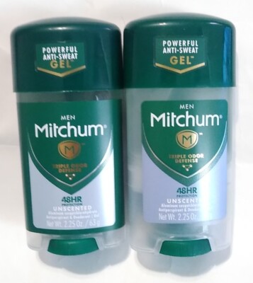 Lot of 2 Mitchum Advanced Gel Antiperspirant Deodorant Unscented 2.25 Oz Each