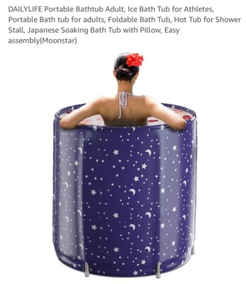 Portable Bathtub Foldable Soaking Bath Tub For Adults Home Spa Hot Ice Bath US