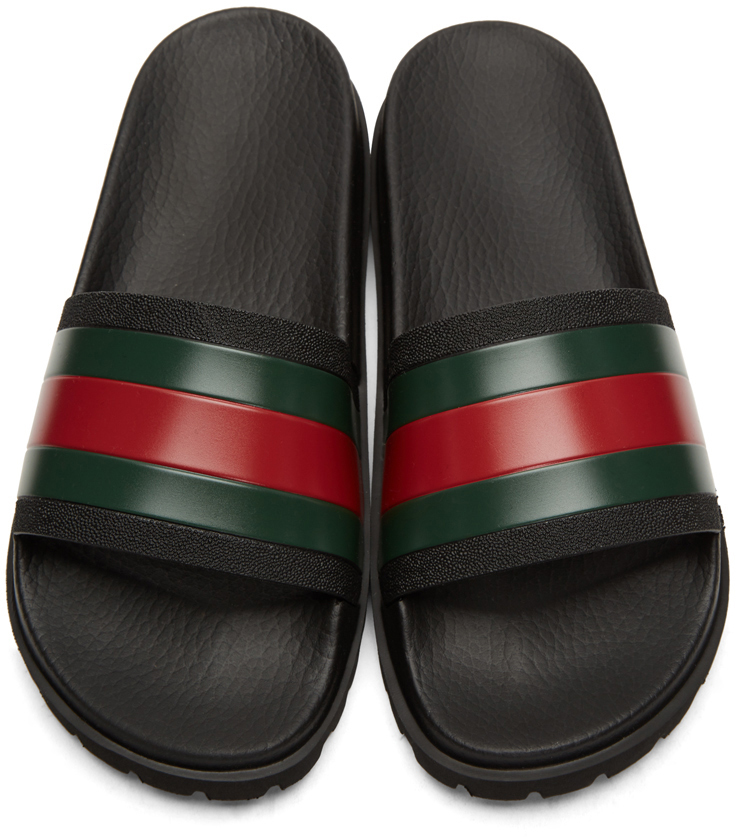 Pre-owned Gucci Pursuit Trek Slides Size 5-15 Sandals Flip Flop Slip On Black Web