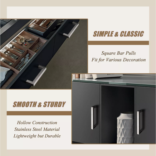 Modern Cabinet Handle Stainless Steel Brushed Nickel Kitchen Drawer Pulls LOT