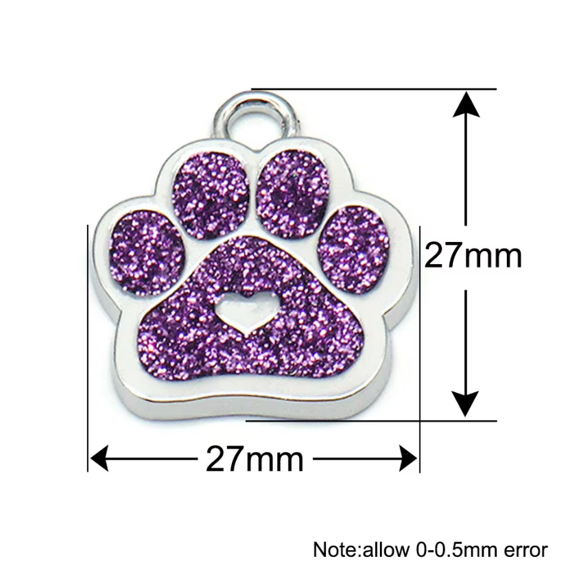 Shiny Paws Heart PET ID Tag Engraved Custom CAT DOG Collar Tag | Best Quality