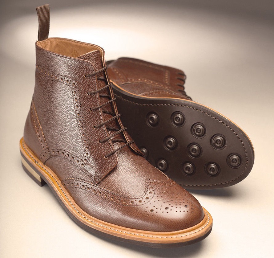 Samuel Windsor Mens Shoes Boots Brown Leather Lace Up Rubber Sole UK Sizes 5-14
