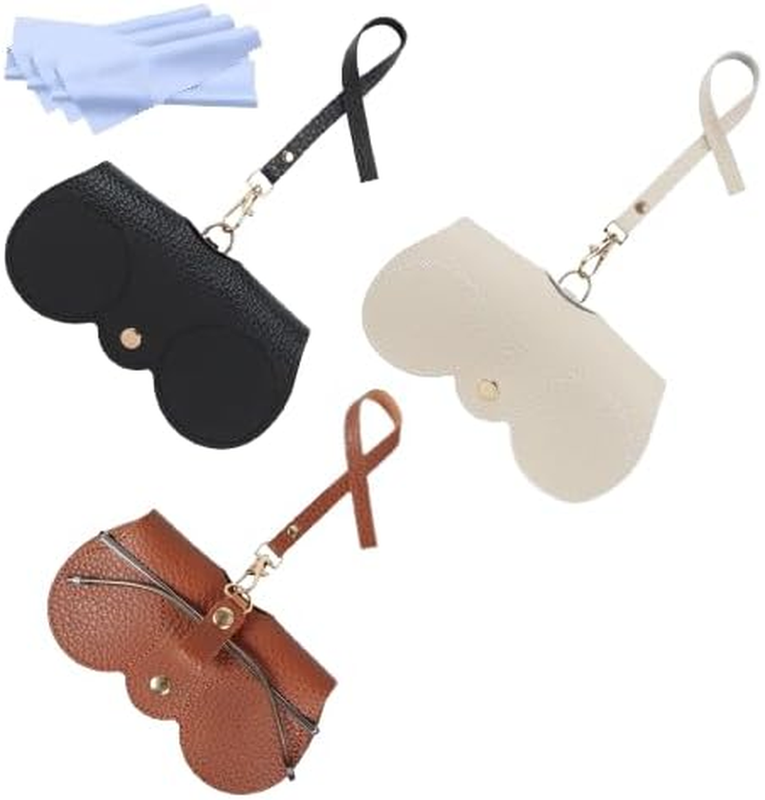 Soft Leather Sunglasses Bag, Portable Leather Glasses Case Holder Sunglasses Pou