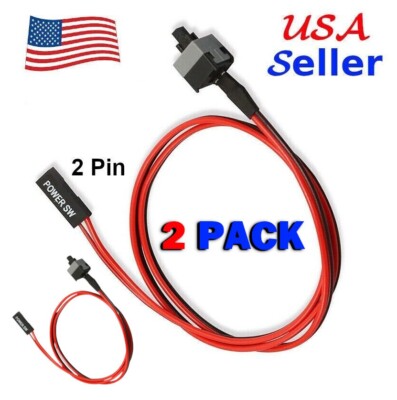 20'' Inch PC Power Switch Reset Button Test Motherboard ATX ON/OFF Cable - 2 PACK