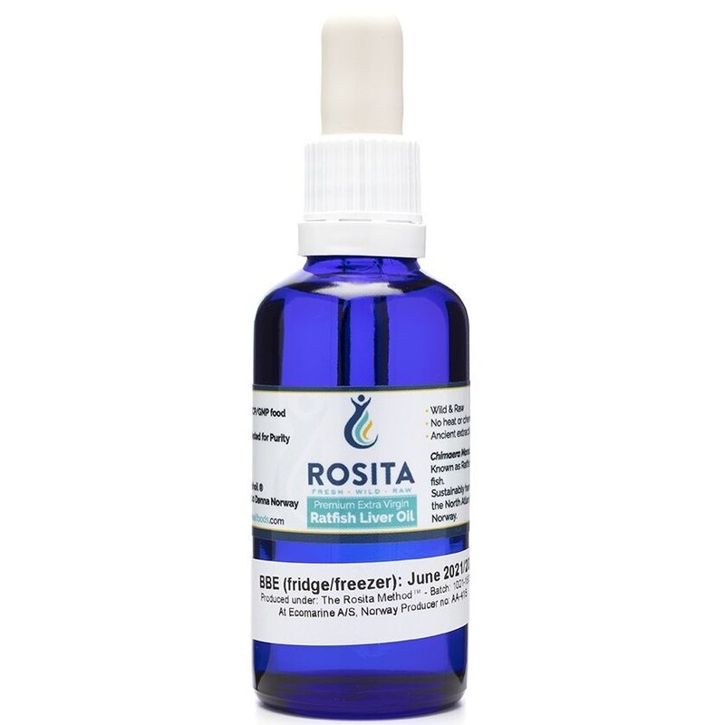 Rosita Ratfish Seekatzen Lebertran Mit Alkylglycerole Ï-3 Vitamine A D3 E 50 Ml