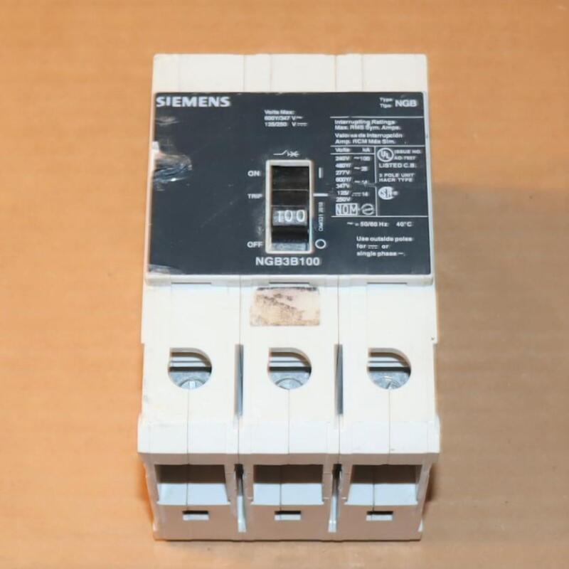 One Siemens Type NGB NGB3B100  3 Pole 100 Amp Bolt In Circuit Breaker