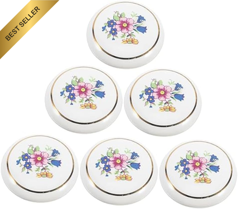 Glossy Ceramic Knobs Button round Mushroom Cabinet Dresser Vintage Pulls Door Ha