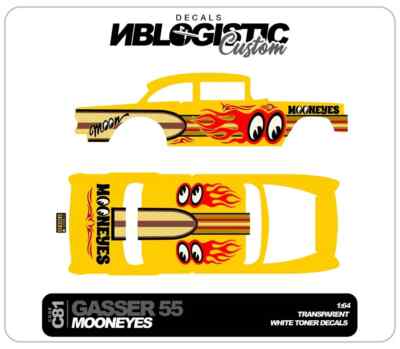 55 CHEVY GASSER Custom Universal WaterSlide Decal  For Hot Wheels 1/64 Scale 076
