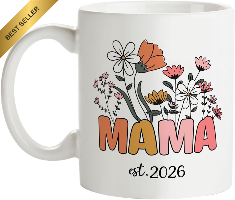 Mama Mug, Mom Est 2026, Mothers Day Gift Mug for New Mom, Baby Shower Gifts, Pre