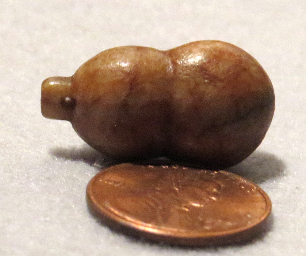 Antique Jade Bead Carved Pendant Calabash Gourd Vintage Fengshui 15X26mm
