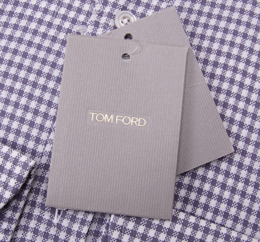 Pre-owned Tom Ford $635  Gray-white Woven Check Cotton Dress Shirt 15.75 Classic-fit