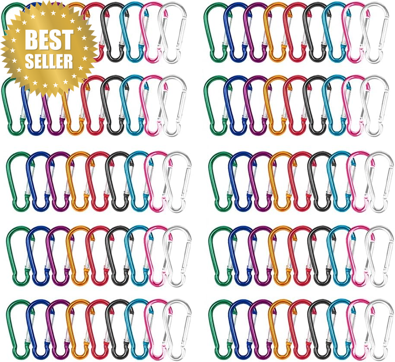 Small Keychain Keyring Clips Mini Carabiners, 90Pcs Clip Aluminum Carabiner Snap