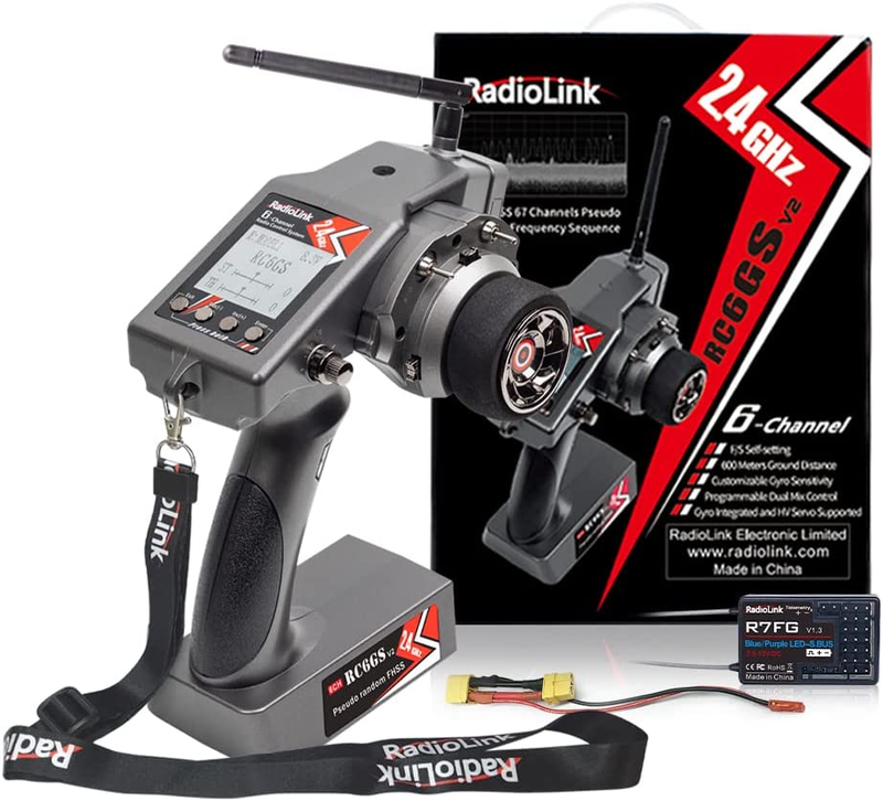 Radiolink RC6GS V2 2.4G 6 Channels RC Transmitter and Receiver R7FG Gyro Volt...