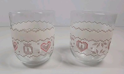  Pair Of Vintage Nutella Glass Lowball/Juice Glass Grannycore Ferrero