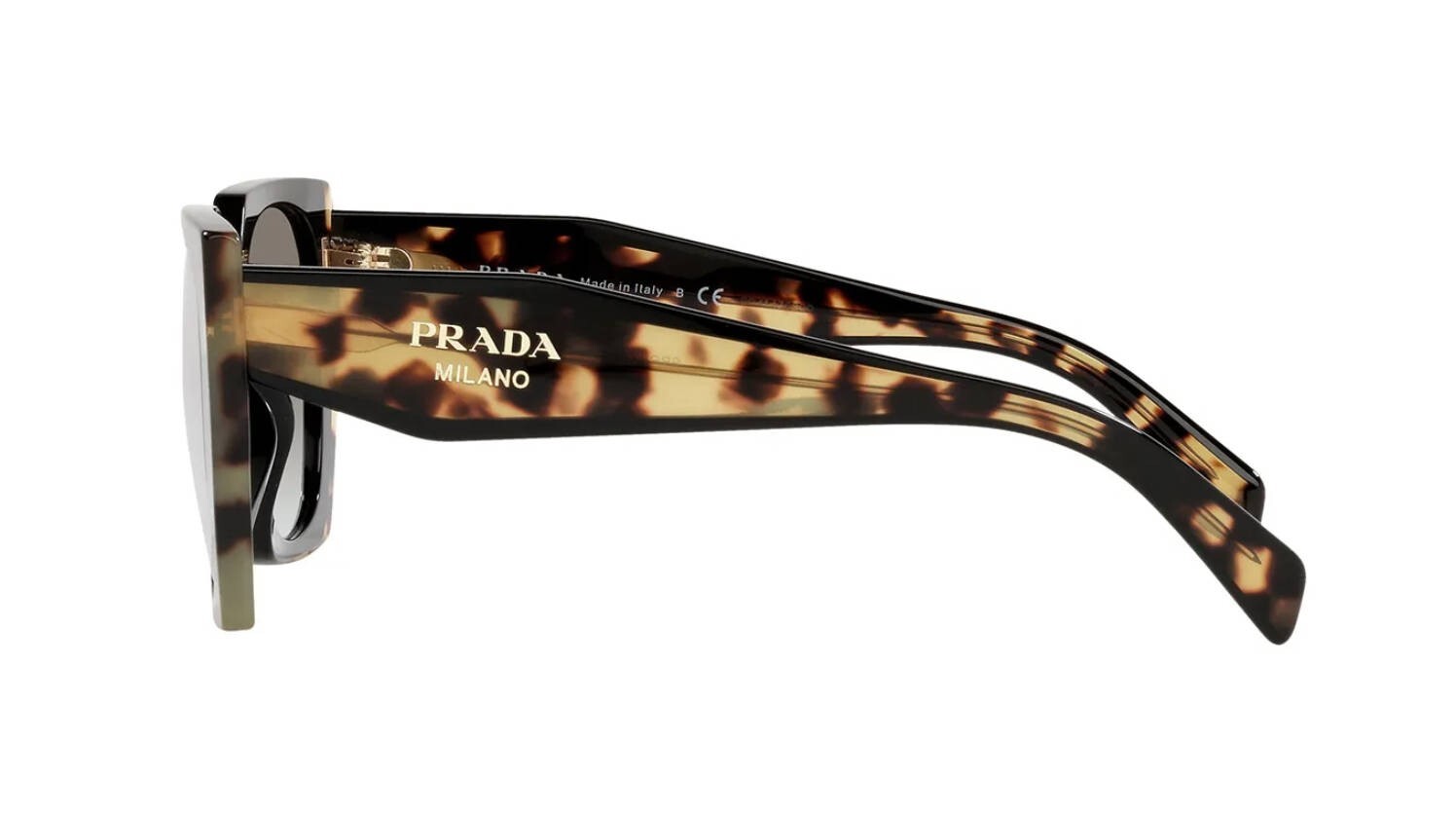Pre-owned Prada Monochrome Pr 15ws Black Medium Tortoise/grey Shaded (389-0a7) Sunglasses