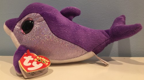 TY Beanie Boos Purple Silver Sparkly Dolphin Pink Black Eyes Flips Easter Basket