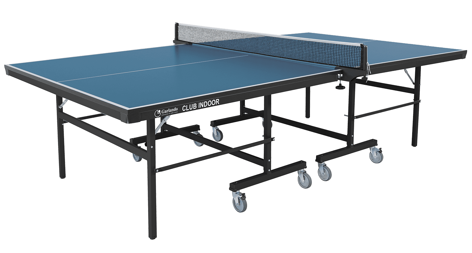 TENNIS TAVOLO PING PONG GARLANDO CLUB INDOOR DA INTERNO CON RUOTE PIANO BLU