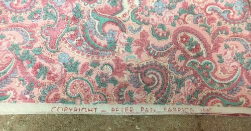 Vintage Cotton Peter Pan Fabric Pink And Blue Paisley 44