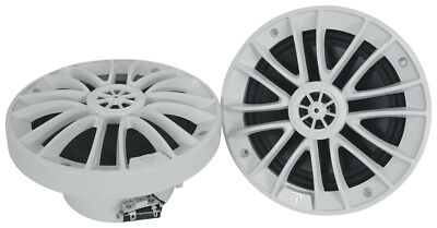 Pair Rockville RM-PREMIUM-65 WHITE 6.5'' 600w Marine Boat Speakers - Crisp Sound!