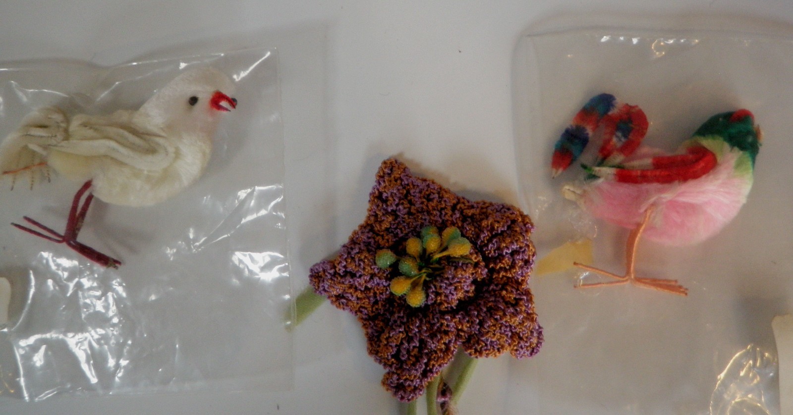 Vintage Chenille Birds + Crochet Flower + Millinery Trim ~ Craft Project