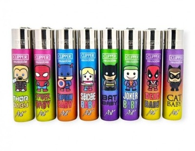 CLIPPER ACCENDINI DA COLLEZIONE Marvel E DC Super Hero Baby ricaricabile  8 pz.