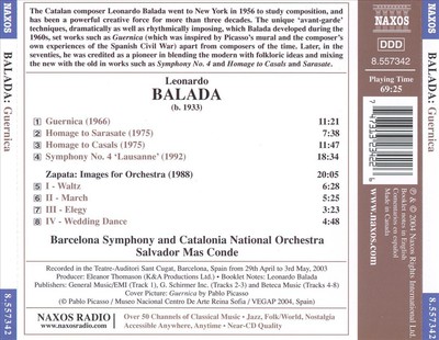 LEONARDO BALADA: GUERNICA; SYMPHONY NO. 4; ZAPATA NEW CD