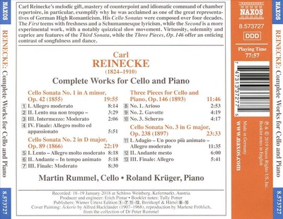 MARTIN RUMMEL / ROLAND KRÜGER CARL REINECKE: COMPLETE WORKS FOR CELLO & PIANO NE