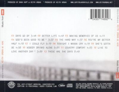 KEITH URBAN - BE HERE NEW CD