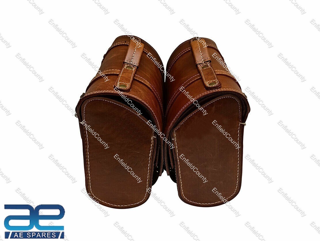 For Royal Enfield Classic 350 500cc Brown Tan Genuine Leather Luggage Bag 