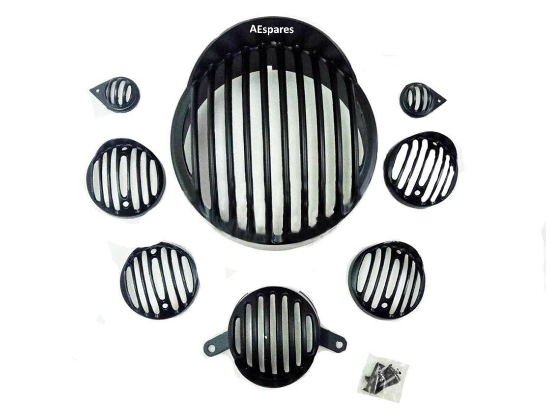 For Royal Enfield Classic 350cc 500cc Head Light Cover Grill Set With Peak 