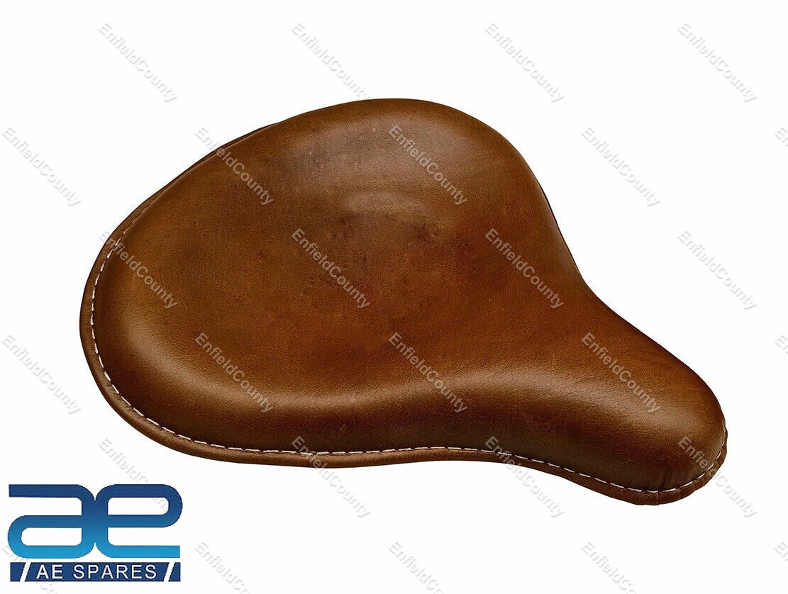 For Royal Enfield Classic 350 500 Brown Tan Front Leather Seats & Bags Pair 