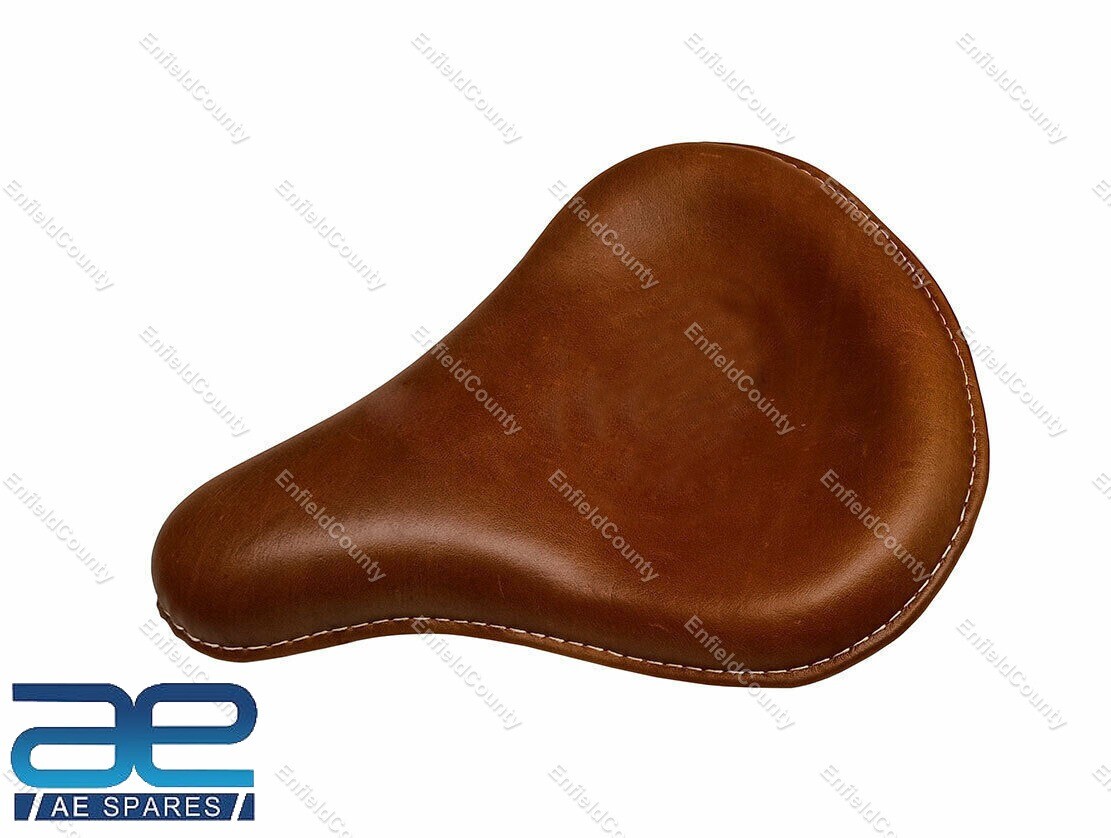 For Royal Enfield Classic 350 500 Brown Tan Front Leather Seats & Bags Pair 
