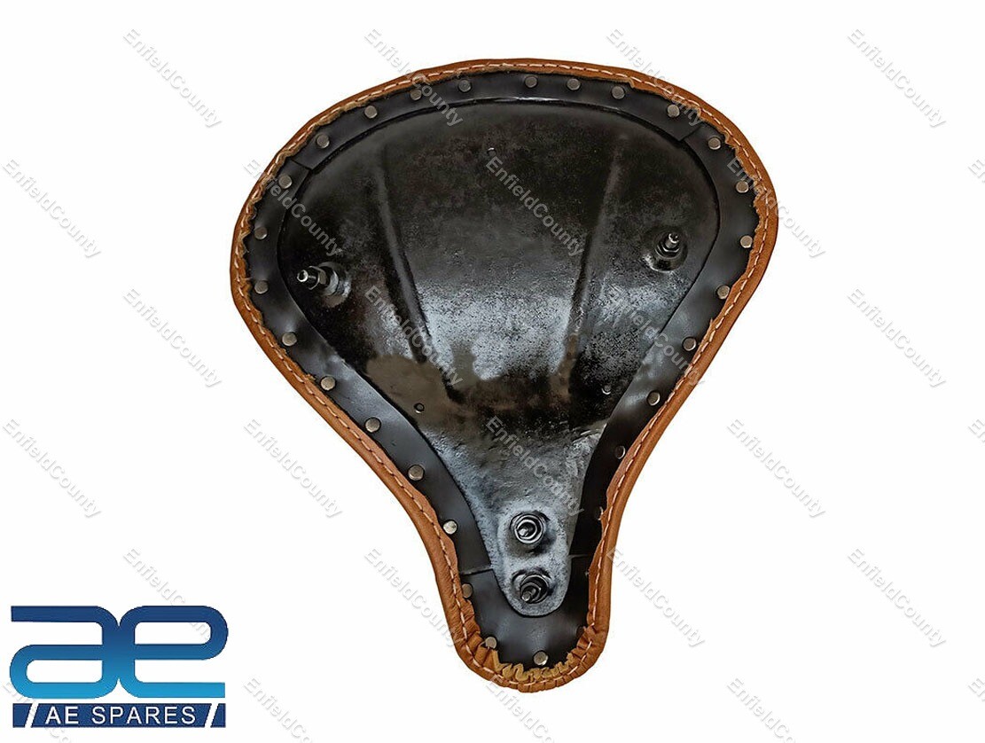 For Royal Enfield Classic 350 500 Brown Tan Front Leather Seats & Bags Pair 