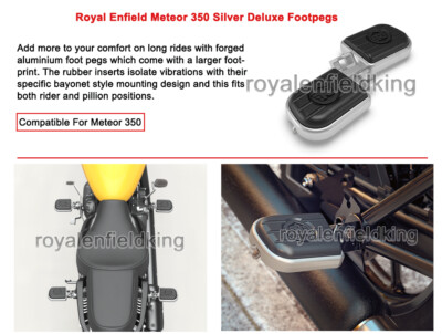 Genuine Royal Enfield Meteor 350 Silver Color Deluxe Foot Pegs LH & RH
