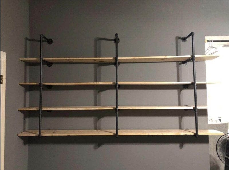 Industrial Wall Mount Iron Pipe Shelf Shelves Shelving Bracket Vintage Retro