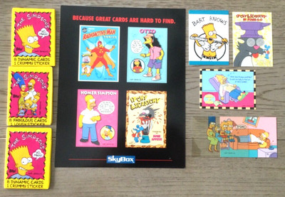 Vintage 1990-1994 The Simpsons Topps packs and uncut promo card lot + inserts