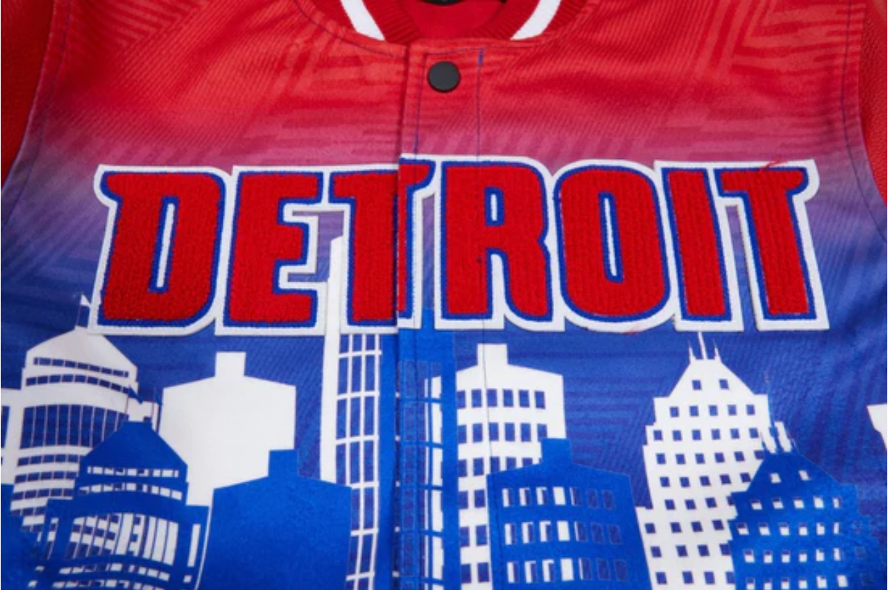 Pre-owned Pro Standard Nba  Detroit Pistons Remix Varsity Men's Jacket Red Men's Large