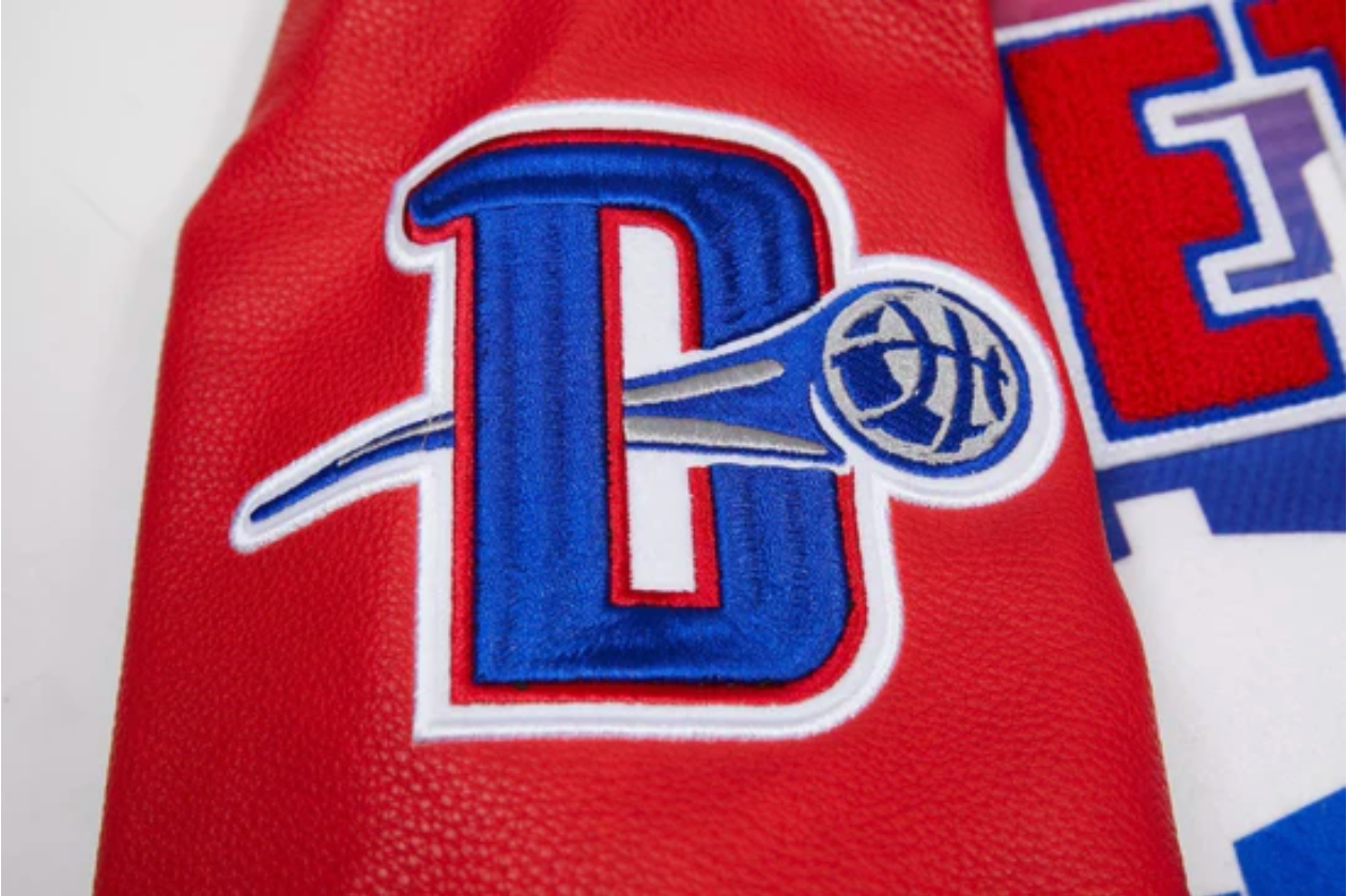 Pre-owned Pro Standard Nba  Detroit Pistons Remix Varsity Men's Jacket Red Men's Large