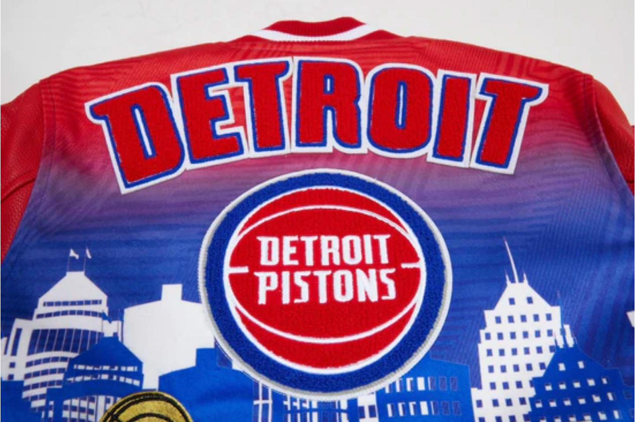 Pre-owned Pro Standard Nba  Detroit Pistons Remix Varsity Men's Jacket Red Men's Large