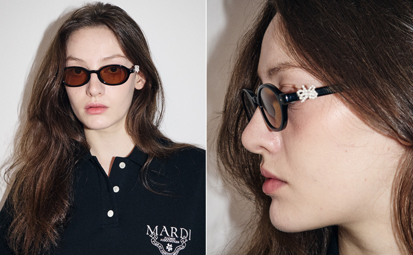 Pre-owned Mardi Mercredi Round Sunglasses M.o-001_black / + Pearl Accessories In Yellow