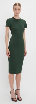 Приталенное платье-футболка Victoria Beckham , бутылочно-зеленое, 6(US 2)