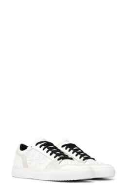 P448 P20ZAC-M Mens leather suede low top sneakers WHITE SIZE 12M US 45EU NIB