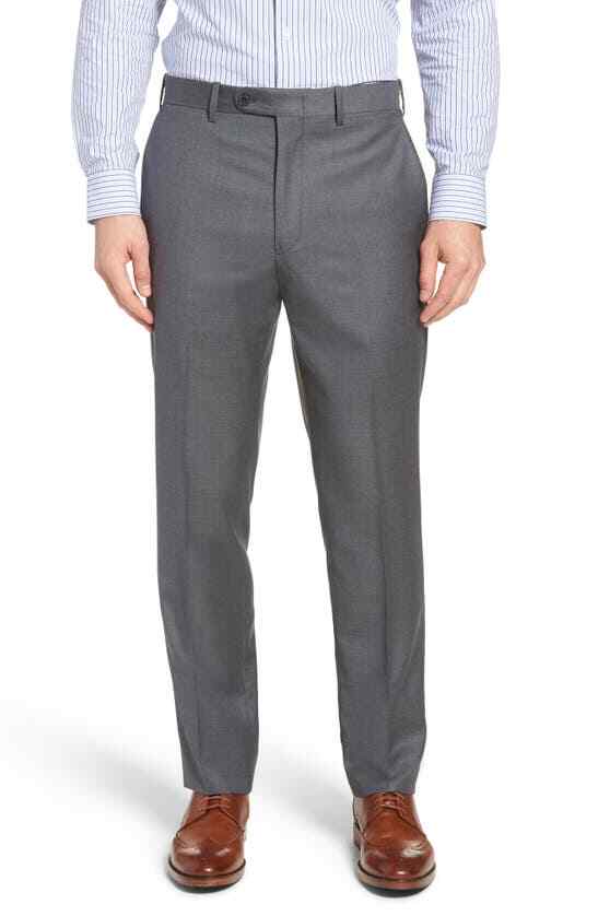 JWN John W Nordstrom Серые классические брюки Torino традиционного кроя с плоской передней частью 42 R