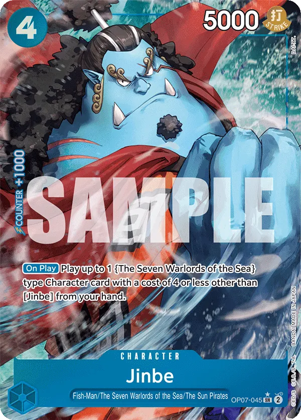 One Piece Near Mint Eng SR Super Rare Rara OP07-045 Jinbe
