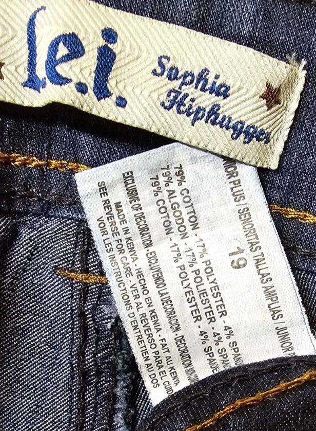 Lei Sophia Hiphugger Junior Plus 19 Mid Rise Dark Wash Boot/Flare Jeans 38x32
