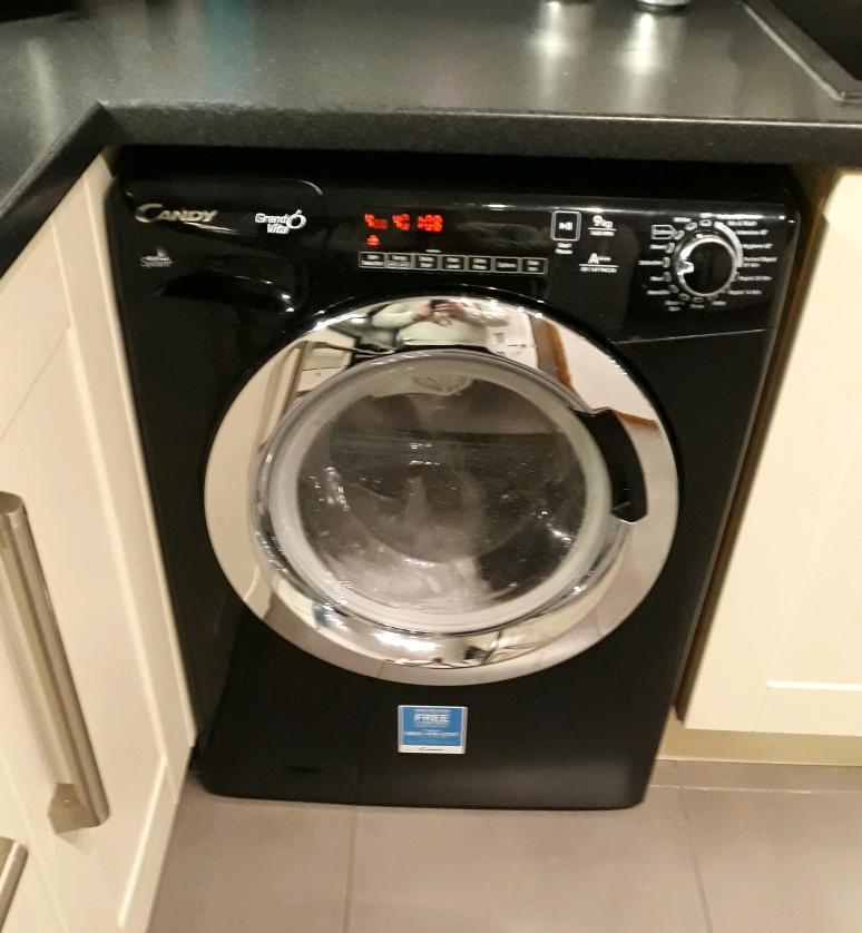 Candy black washing machine 9kg 1600 spin A+++ excellent condition in