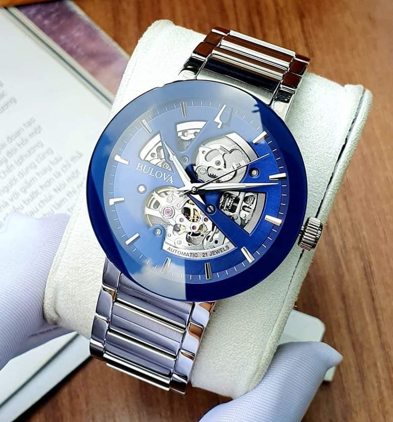 Pre-owned Bulova Futuro Automatic Blue Dial Stainless 96a204 Steel Men's Watch